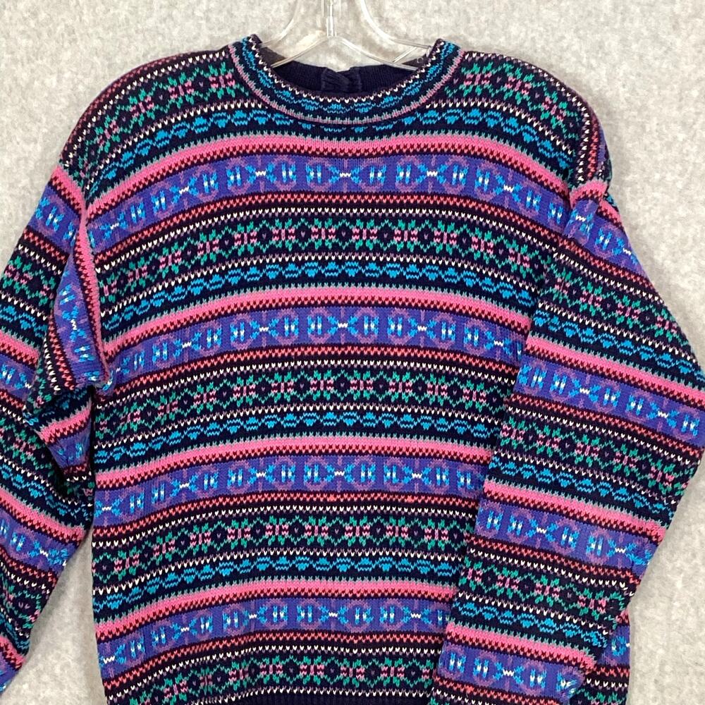 Vtg Northern Isles Sweater Size M Fair Isle Pullover Grandma Cottage Classic 90s
